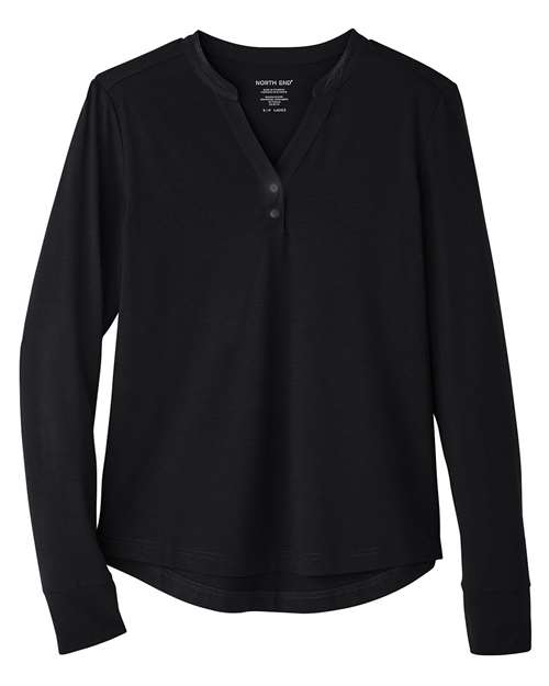 North End NE400W Women's JAQ Stretch Performance V-Neck Snap Pullover