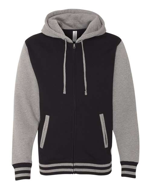 Independent Trading Co. IND45UVZ Unisex Heavyweight Varsity Full-Zip Hooded Sweatshirt