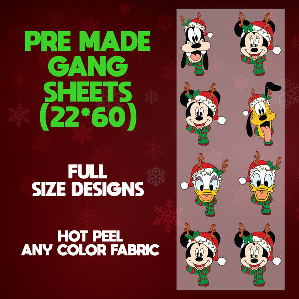 Christmas Disney Pre-made 22X60 Gang Sheet Designs