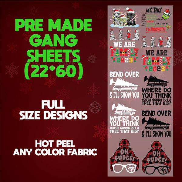 Christmas Tree Tee Print Ready 22X60 Gang Sheet Designs