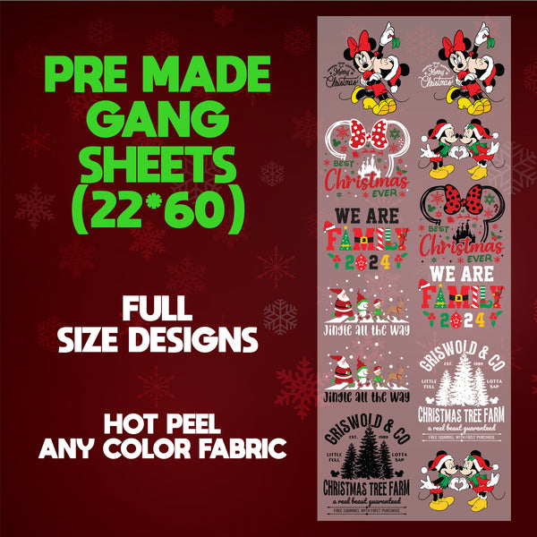 Christmas Mickey Print Ready 22X60 Gang Sheet Designs