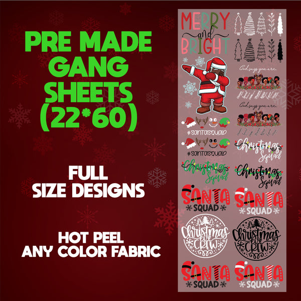 Merry Christmas Santa Print Ready 22X60 Gang Sheet Designs