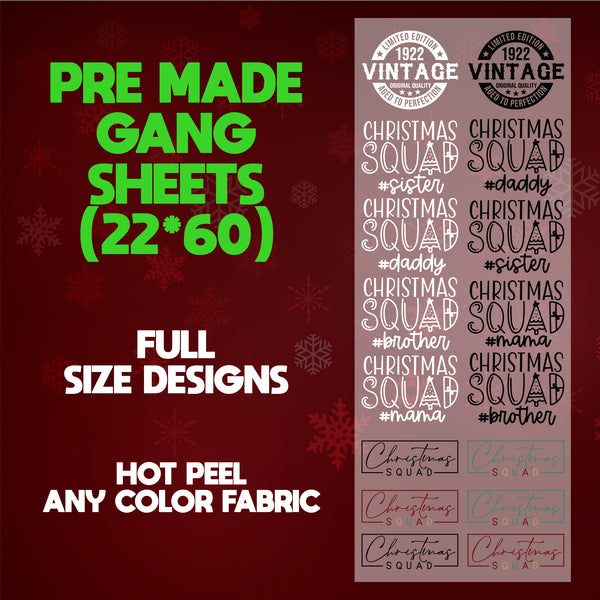 Christmas Squad Family Print Ready 22X60 Gang Sheet Designs