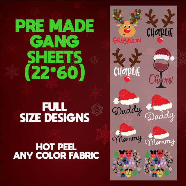 Ho Ho Ho Christmas Print Ready 22X60 Gang Sheet Designs