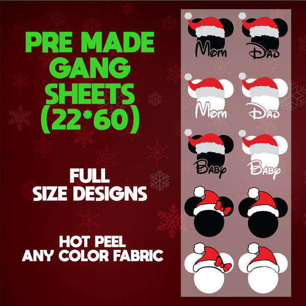 Personalized Christmas Mickey Custom Pre-made 22X60 Gang Sheet Designs