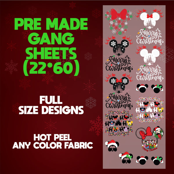 Santa Mickey Minnie Aviator Print Ready Custom 22X60 Gang Sheet Designs