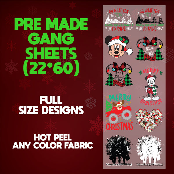 Mickey Merry Christmas Custom Print Ready 22X60 Gang Sheet Designs