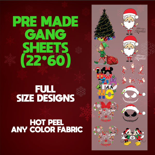 Merry Christmas Santa Print Ready 22X60 Gang Sheet Designs