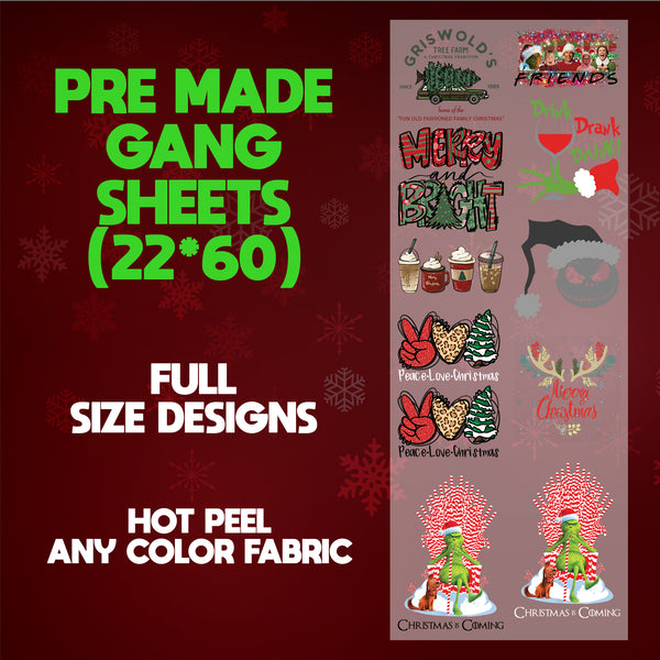 Christmas Movie Print Ready 22X60 Gang Sheet Designs