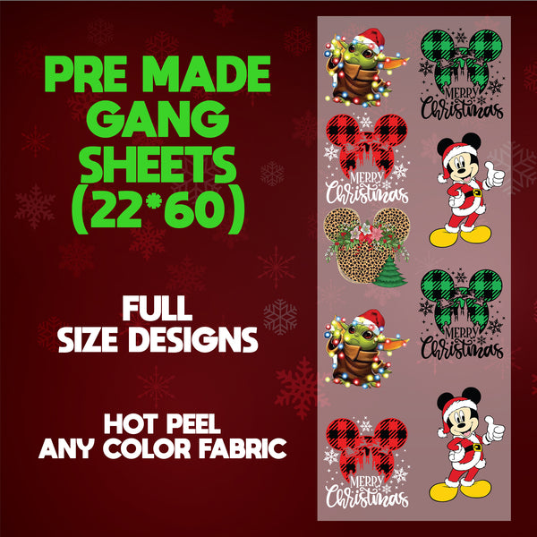 Disney Christmas Mickey Santa Claus Shirt 22X60 Gang Sheet Designs