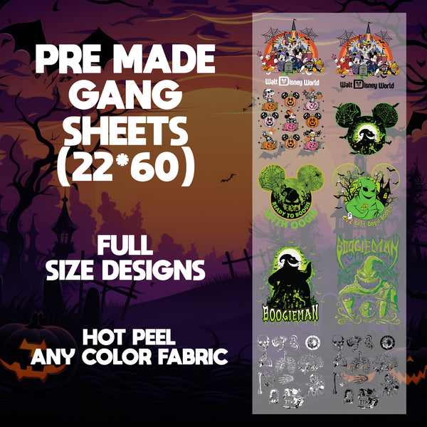 Disney Halloween Ready to Press Pre-made 22X60 Halloween Gang Sheet Designs