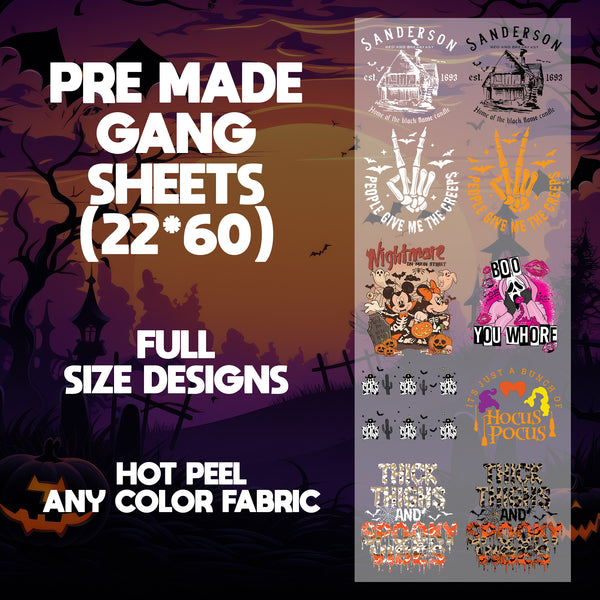 Halloween witches Ready to Press Pre-made 22X60 Halloween Gang Sheet Designs