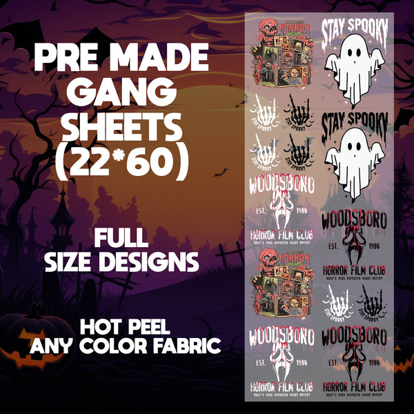 Vintage Hocus Pocus Ready to Press Pre-made 22X60 Halloween Gang Sheet Designs