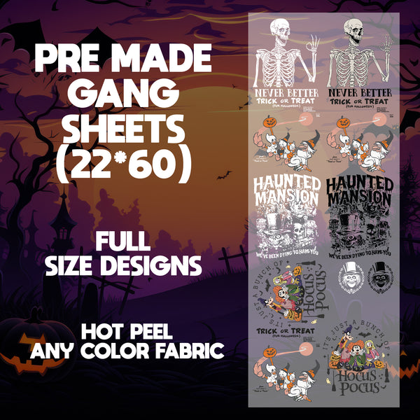 Funny Dead Inside  Ready to Press Pre-made 22X60 Halloween Gang Sheet Designs