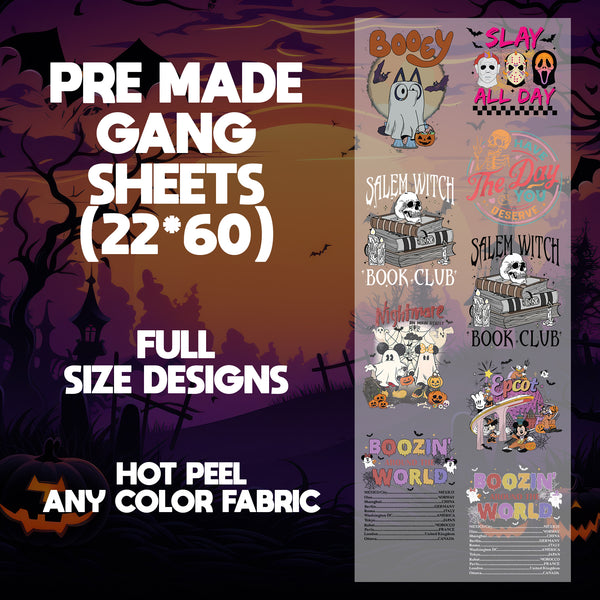 Slay All Day Halloween Ready to Press Pre-made 22X60 Halloween Gang Sheet Designs