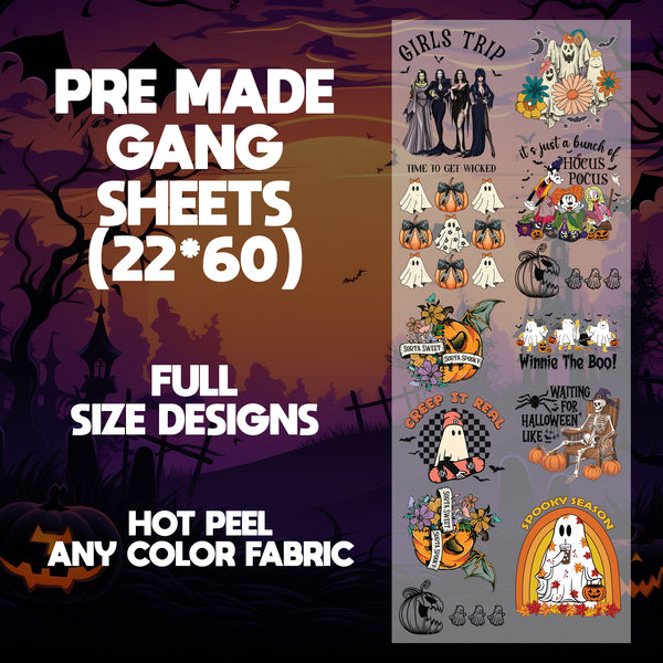 Comfort Halloween Ready to Press Pre-made 22X60 Halloween Gang Sheet Designs