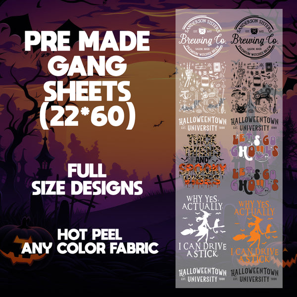 Halloween Little Things Ready to Press Pre-made 22X60 Halloween Gang Sheet Designs