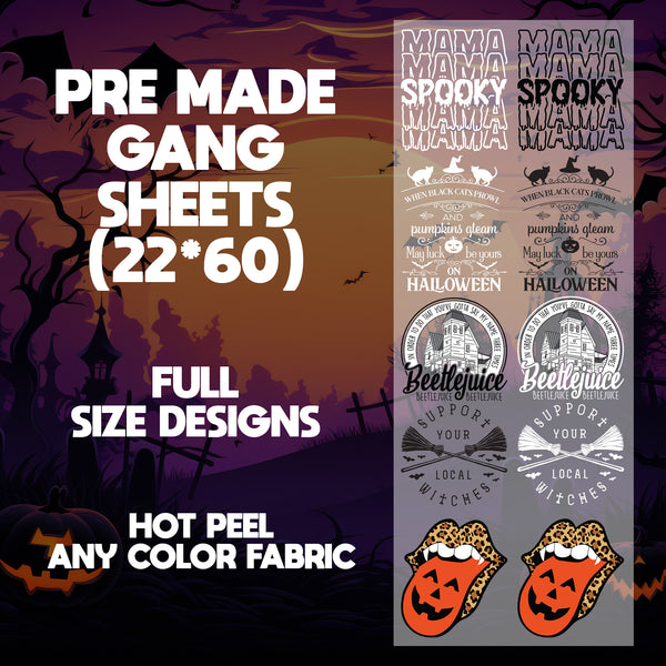 Spooky Mama Halloween Ready to Press Pre-made 22X60 Halloween Gang Sheet Designs