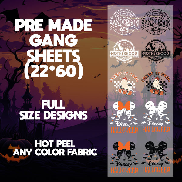 Sanderson Witch Hocus Pocus Ready to Press Pre-made 22X60 Halloween Gang Sheet Designs