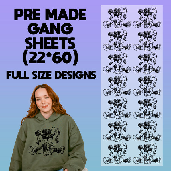 Mickey and Minnie Pre-made 22X60 Gang Sheet Designs