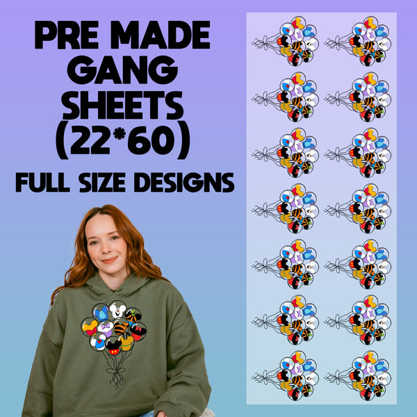 Disney Balloons Pre-made 22X60 Gang Sheet Designs