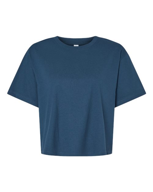 American Apparel 102 Women's Fine Jersey Mid-Length Boxy Tee - Sea Blue