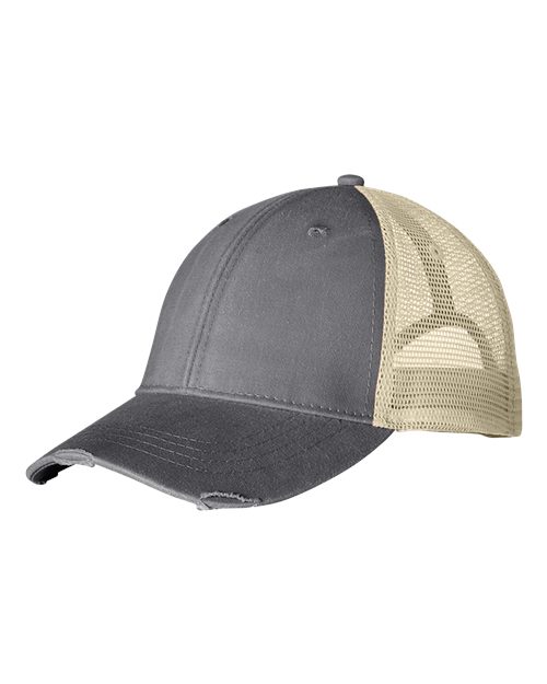 Adams Headwear OL102 Ollie Distressed Trucker Cap - Charcoal/ Tan