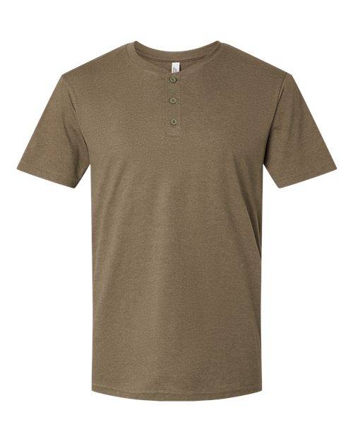 American Apparel 2004CVC Unisex CVC Henley Tee - Heather Army