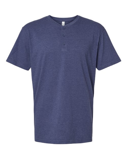 American Apparel 2004CVC Unisex CVC Henley Tee - Heather Indigo