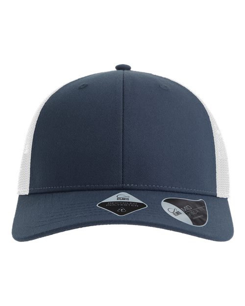 Load image into Gallery viewer, Atlantis Headwear BRYCE Sustainable Trucker Cap - Navy/ White
