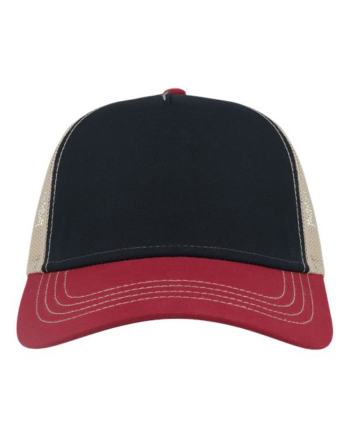 Atlantis Headwear RAPPER Sustainable Canvas Cap - Navy/ Burgundy/ Khaki