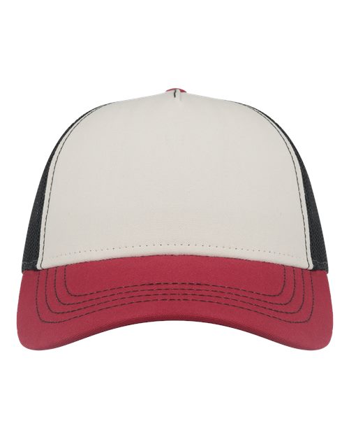 Load image into Gallery viewer, Atlantis Headwear RAPPER Sustainable Canvas Cap - White/ Burgundy/ Black

