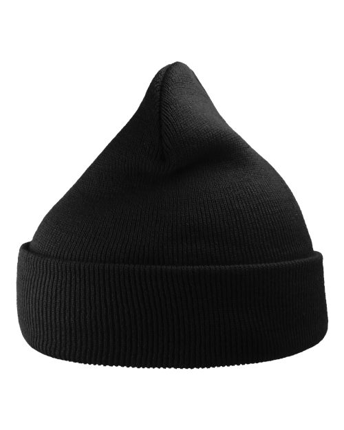 Atlantis Headwear WIND Sustainable 12" Knit Beanie - Black