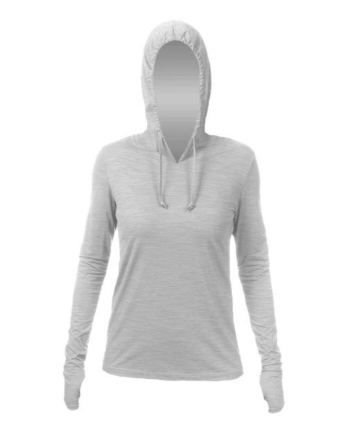 ANETIK WSBRZH0 Women's Breeze Tech Hooded Long Sleeve T-Shirt - Alloy Heathered