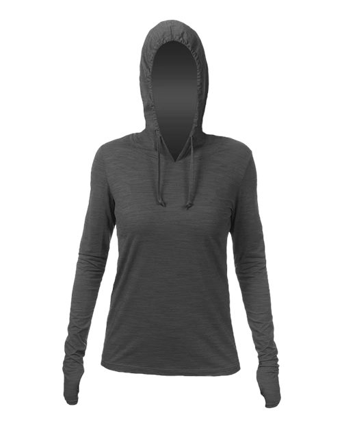 Load image into Gallery viewer, ANETIK WSBRZH0 Women's Breeze Tech Hooded Long Sleeve T-Shirt - Charcoal Heathered
