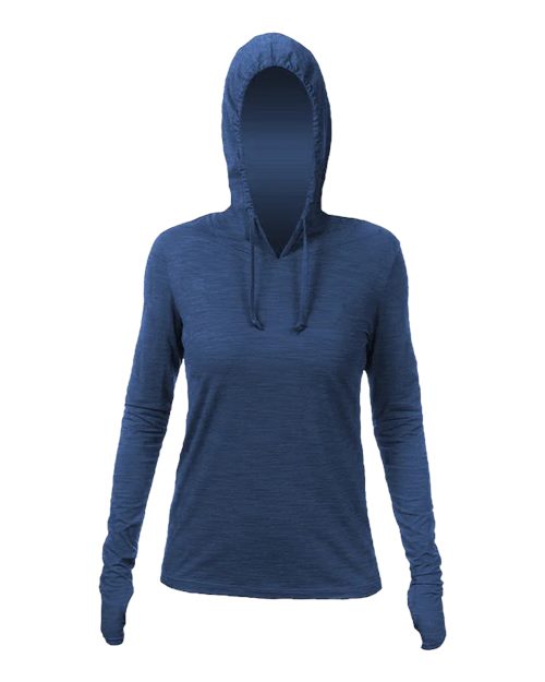 Load image into Gallery viewer, ANETIK WSBRZH0 Women's Breeze Tech Hooded Long Sleeve T-Shirt - Navy Heathered
