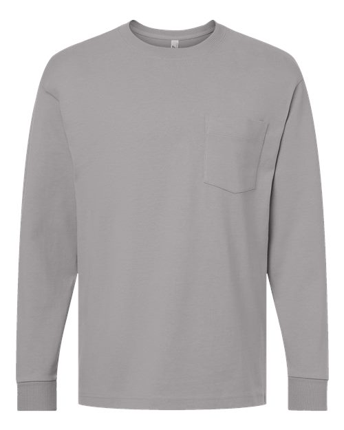 American Apparel 9410 Unisex Super Heavyweight Long Sleeve Pocket Tee - Gravel