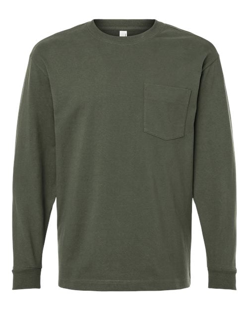 American Apparel 9410 Unisex Super Heavyweight Long Sleeve Pocket Tee - Lieutenant