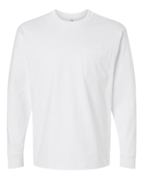 Load image into Gallery viewer, American Apparel 9410 Unisex Super Heavyweight Long Sleeve Pocket Tee - White
