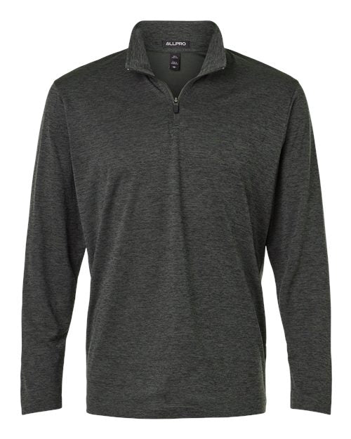 AllPro 4HM700 Men's Pro-Lock Performance Mélange Quarter-Zip Pullover - Black Melange