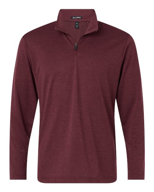AllPro 4HM700 Men's Pro-Lock Performance Mélange Quarter-Zip Pullover - Maroon Melange