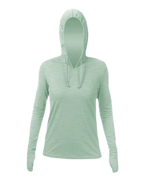 Load image into Gallery viewer, ANETIK WSBRZH0 Women's Breeze Tech Hooded Long Sleeve T-Shirt - Olive Heathered
