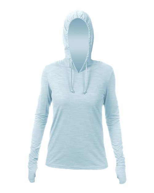 ANETIK WSBRZH0 Women's Breeze Tech Hooded Long Sleeve T-Shirt - Sky Heathered