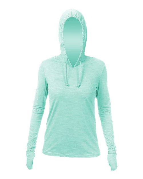 Load image into Gallery viewer, ANETIK WSBRZH0 Women's Breeze Tech Hooded Long Sleeve T-Shirt - Seafoam Heathered
