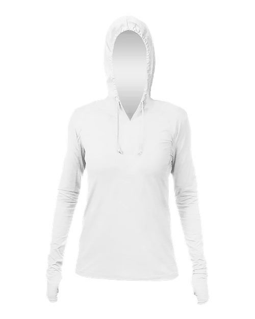 Load image into Gallery viewer, ANETIK WSBRZH0 Women's Breeze Tech Hooded Long Sleeve T-Shirt - White Heathered

