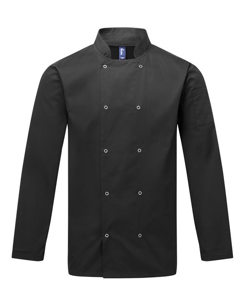 Load image into Gallery viewer, Artisan Collection by Reprime RP665 Unisex Ten Studded Front Chef Coat - Black
