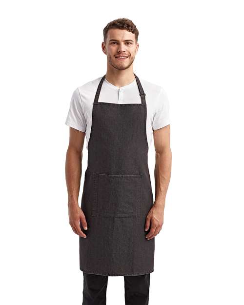 Artisan Collection by Reprime RP154 Recycled Pocket Bib Apron - Black Denim