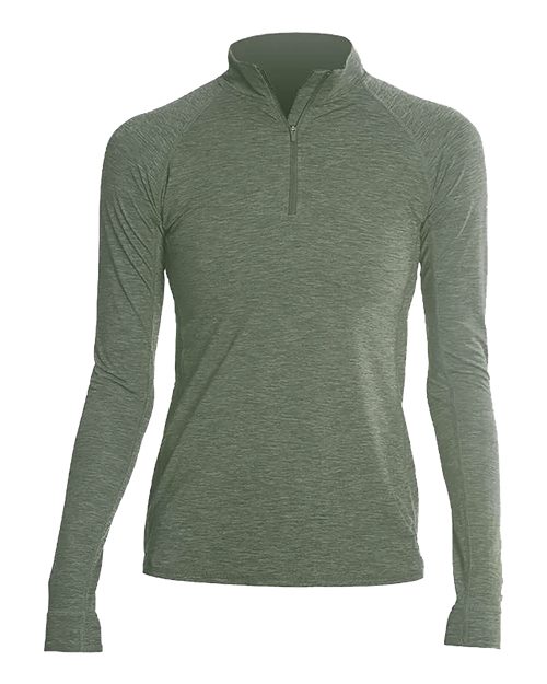 ANETIK WSFLTL0 Women's Flight Tech Quarter-Zip Pullover - Dark Olive Heathered