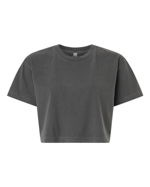 American Apparel 1302GD Women's Heavyweight Cotton Garment-Dyed Boxy Cropped Tee - Faded Black