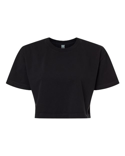American Apparel 1302GD Women's Heavyweight Cotton Garment-Dyed Boxy Cropped Tee - True Black